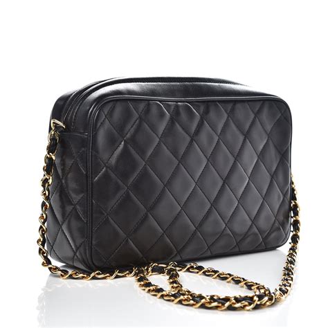 Chanel Lambskin Quilted Tassel Flap Camera Case Black